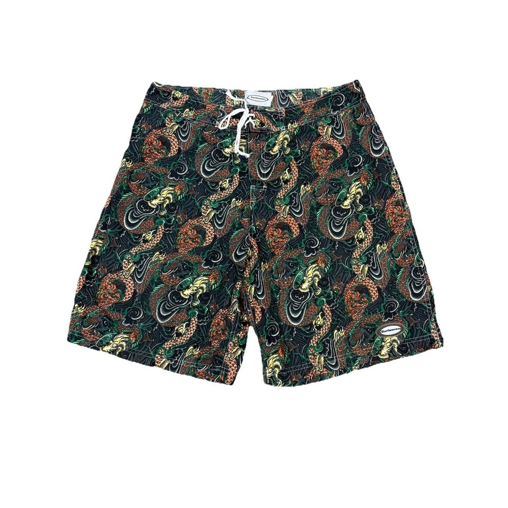 VTG 90s Dragon Board Shorts Surf Swim Y2K Skater Cargo Beach Oriental Mens Sz 36